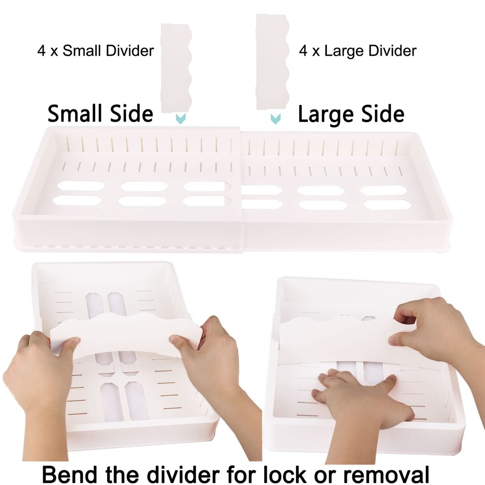 Expandable Food Storage Container Lid Organizer, Includes 8 Adjustable Divide...