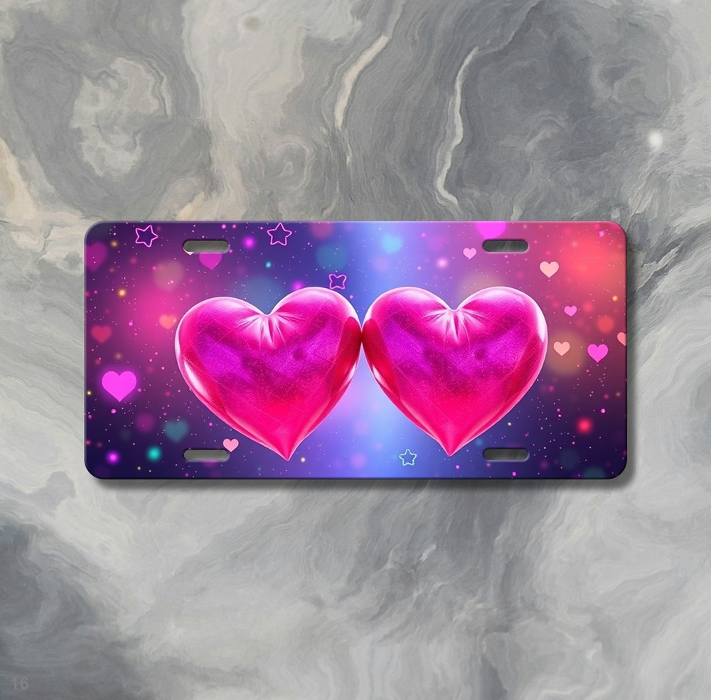 Stylish Hearts License Plate Customizable Front Plate Gift Idea