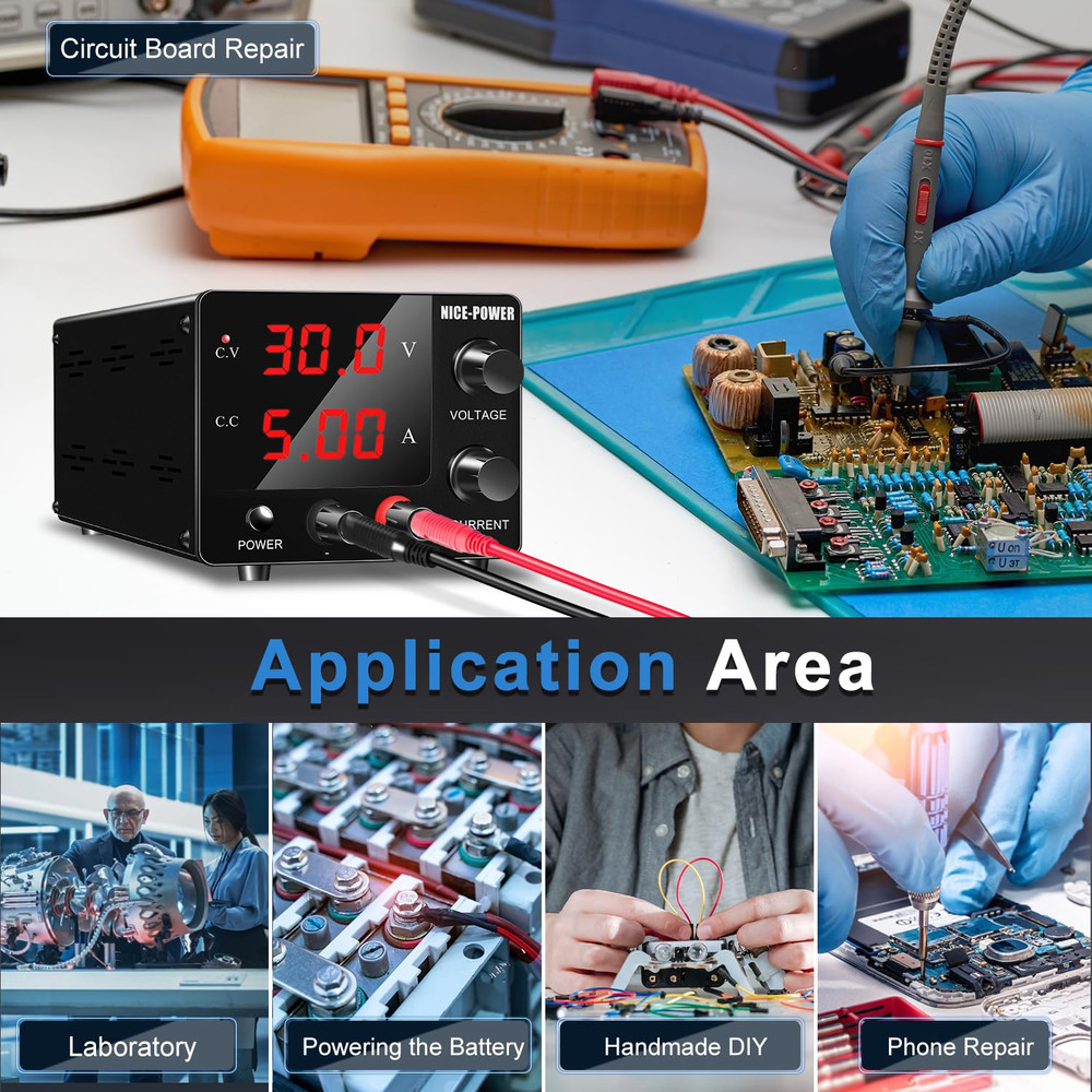 DC Power Supply Variable, 30V 5A Adjustable Switching Regulated Power Supply wit