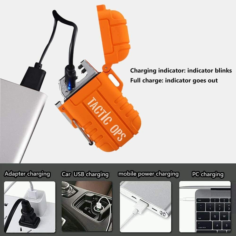TACTIC OPS - RECHARGEABLE TACTICAL WATERPROOF & WINDPROOF LIGHTER (ORANGE)