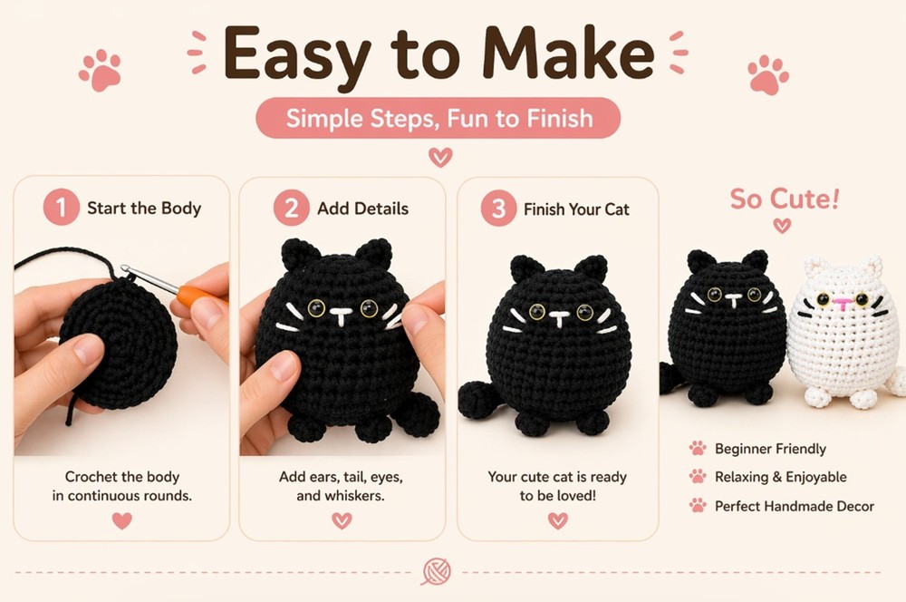 Cat Crochet Kit 2 Pack for Beginners Amigurumi Starter Set with Video Tutorial