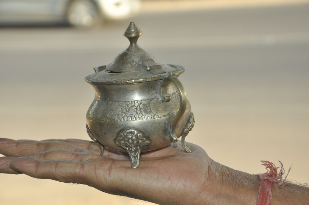 Vintage Brass Handcrafted Engraved Solid Small Tea Kettle/Cup
