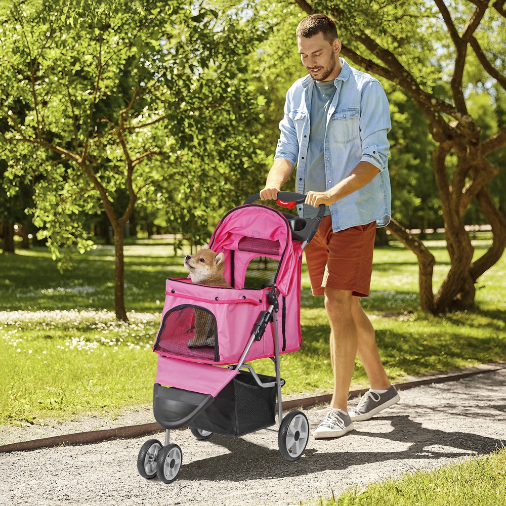 Dog Stroller 3 Wheels Pet Stroller Cat Stroller Lightweight Foldable Portable
