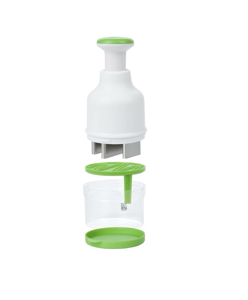 Progressive Prep Solutions Fresh Food Chopper Manual Push Function White/Green