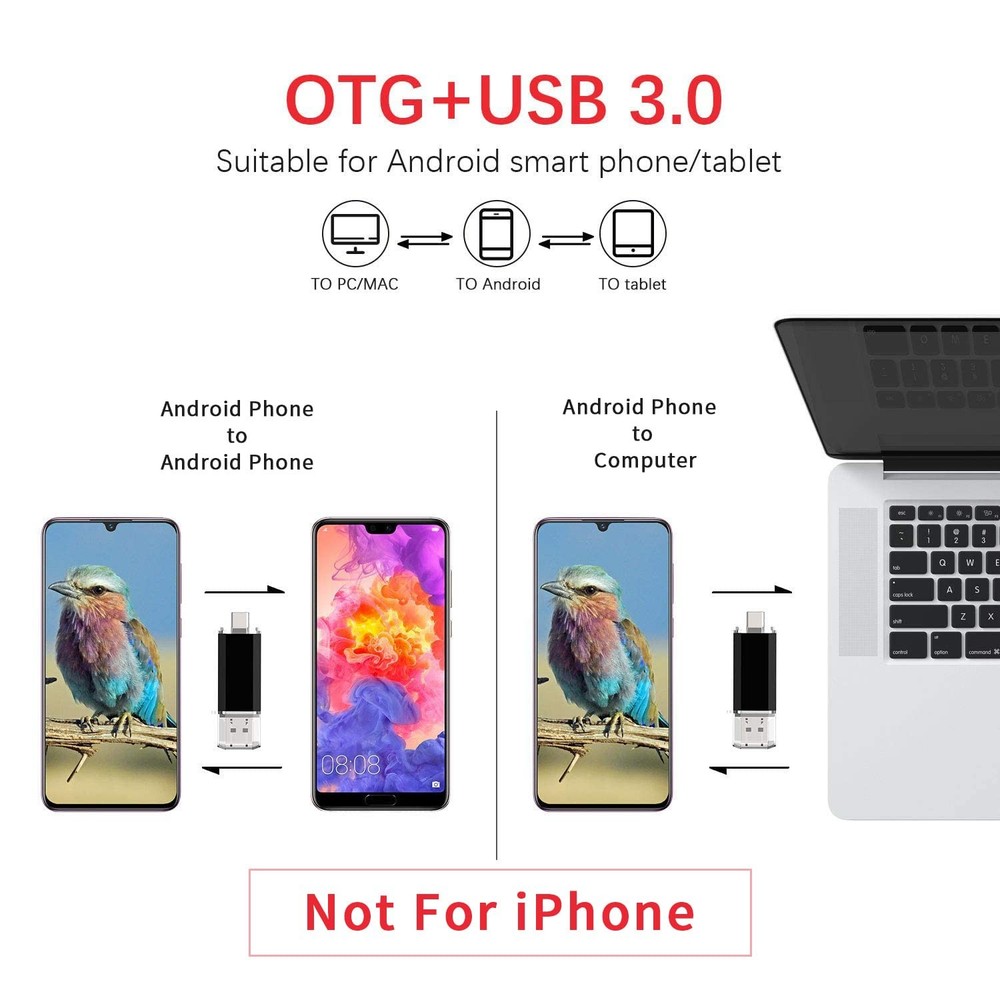 64GB USB C Flash Drive OTG USB 3.0 Dual Memory Stick for Android & PC