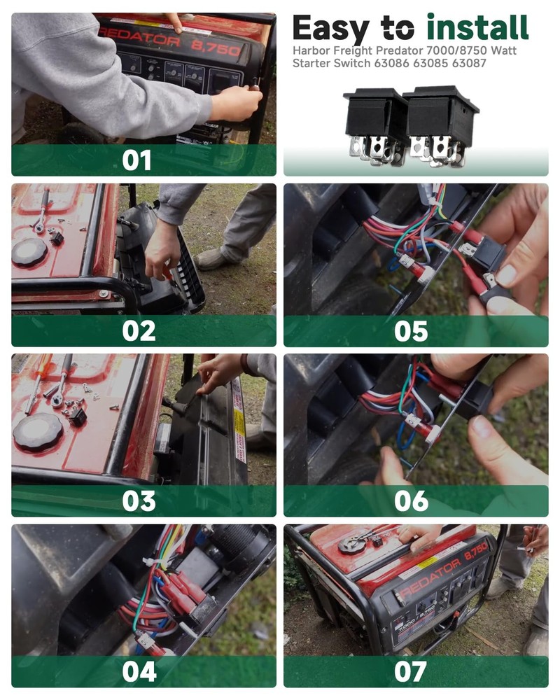 （2-Pack for Compatible Start On Off Switch Harbor Freight Predator Black