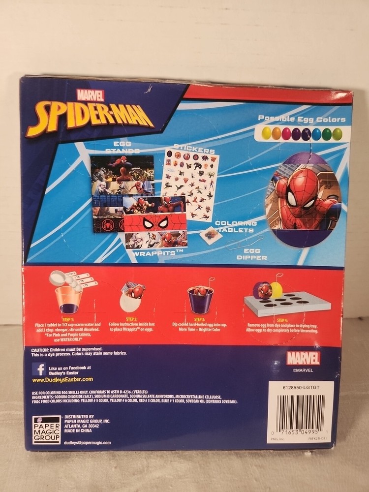 Marvel Spiderman Easter Egg Decorating Kit Ages 5+ Brand New!!