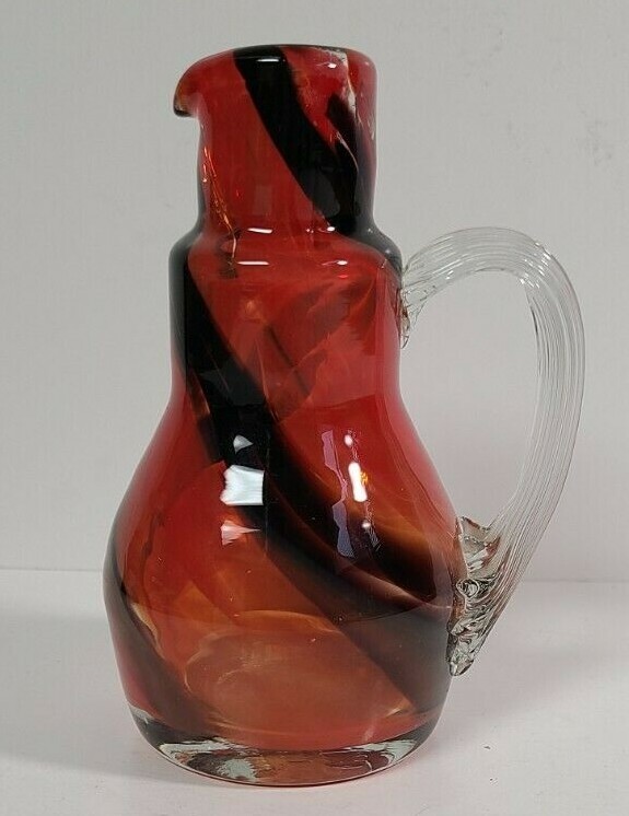 Smith's Old Time Hand Blown Glass Cruet Red & Black