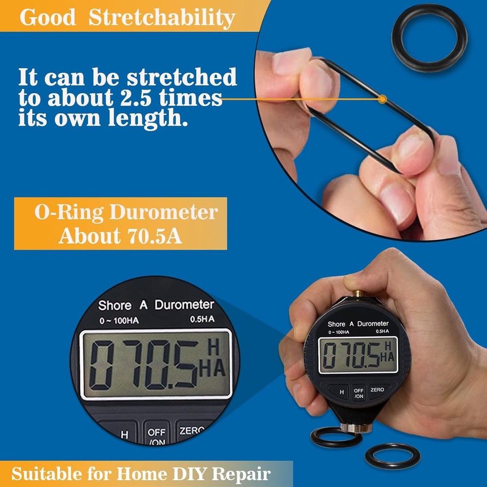 407 Pcs Universal SAE O Ring Assortment Kit，32 Inch Sizes Standard Black