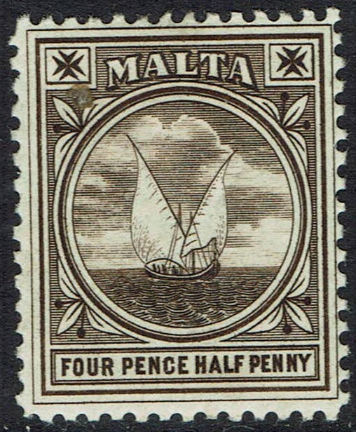 MALTA 1899 SHIP 41/2D WMK CROWN CA