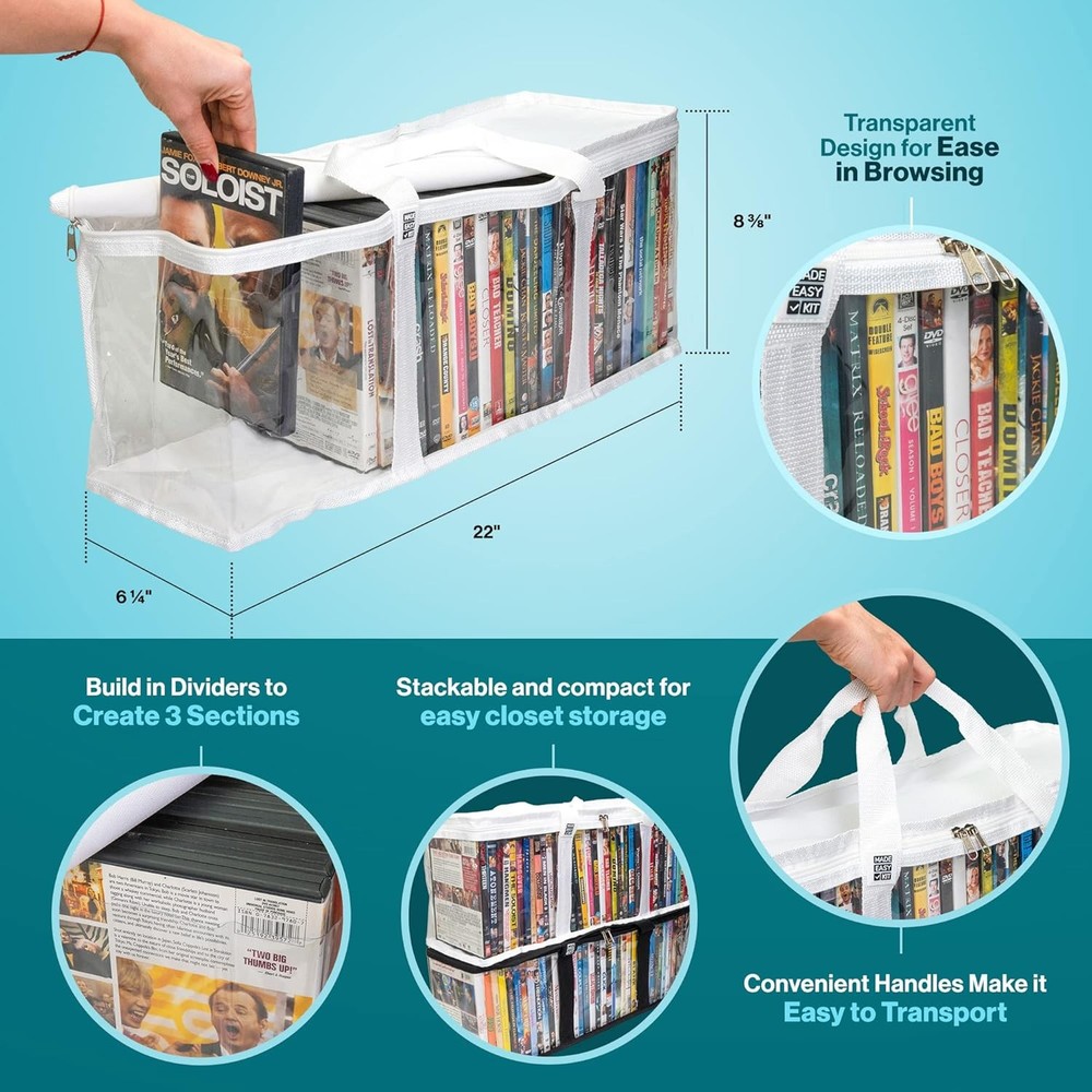Made Easy Kit DVD Storage Bag - Clear PVC 1-Pack, White
