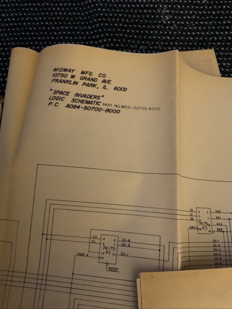Midway Mfg Co. SPACE INVADERS Logic Schematics