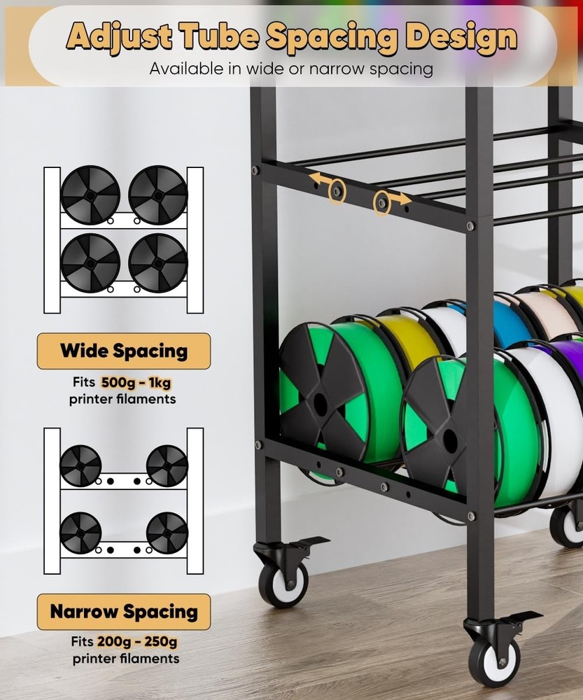 3D Printer Filament Storage Rack 4-Tier 3D Printer Stand with Storage