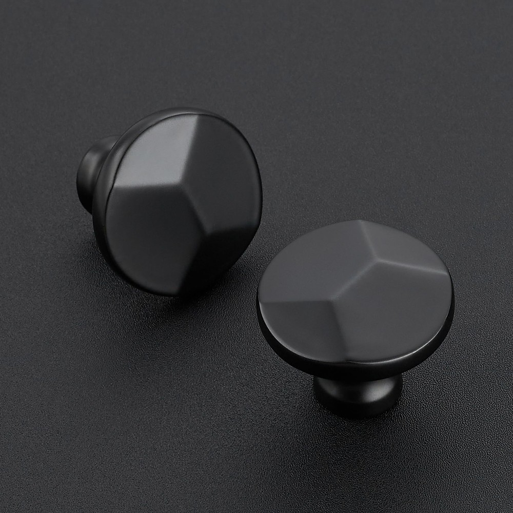 25 Pack Matte Black Round Cabinet Hardware Knobs,Solid Alloy Single Hole Draw...