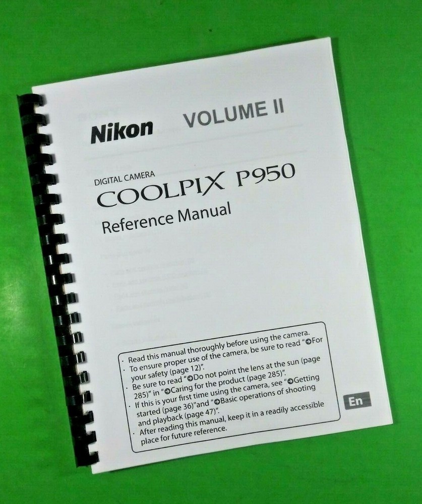 Owners Reference Manual for Nikon P950 Camera 306 Pages W/Clear Covers
