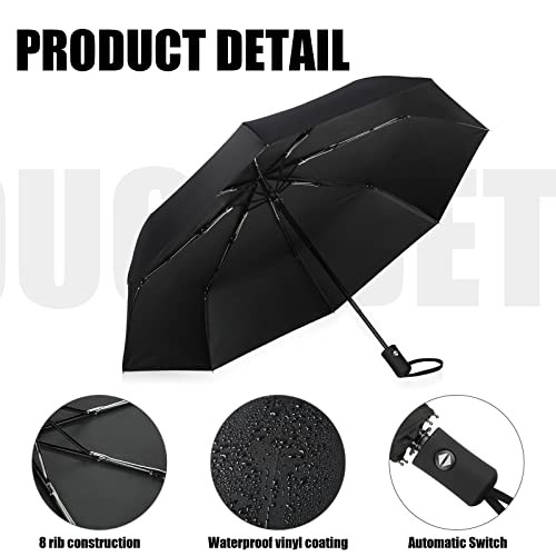 9 Pack Compact Umbrellas Bulk Folding Automatic Windproof Waterproof Black