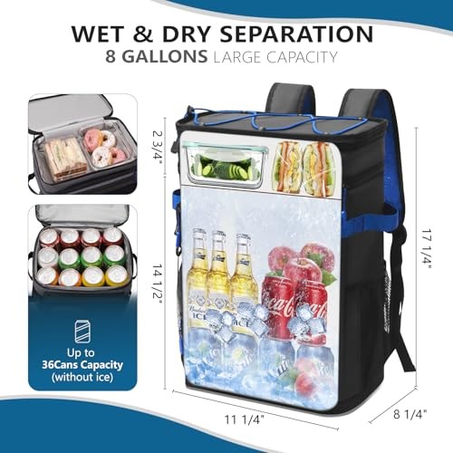 Large Backpack Cooler 36 Can Cooler Backpack with 2 Insulated Compartments