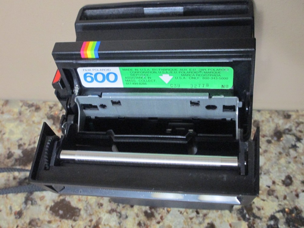 Vtg. Polaroid One Step 600 Rainbow Stripe Instant Camera - Missing Eyepiece
