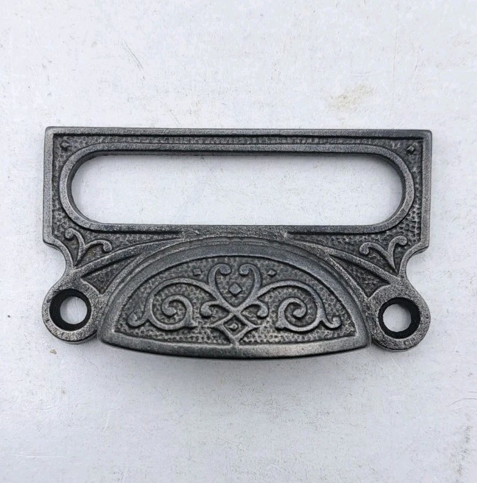 Antique Bin Pull Drawer Apothecary Handle Vintage Cast Iron Hardware