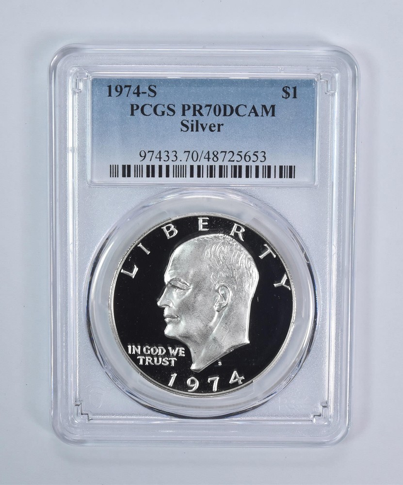 1974-S Eisenhower Dollar Silver PR70 DCAM PCGS Blue Label