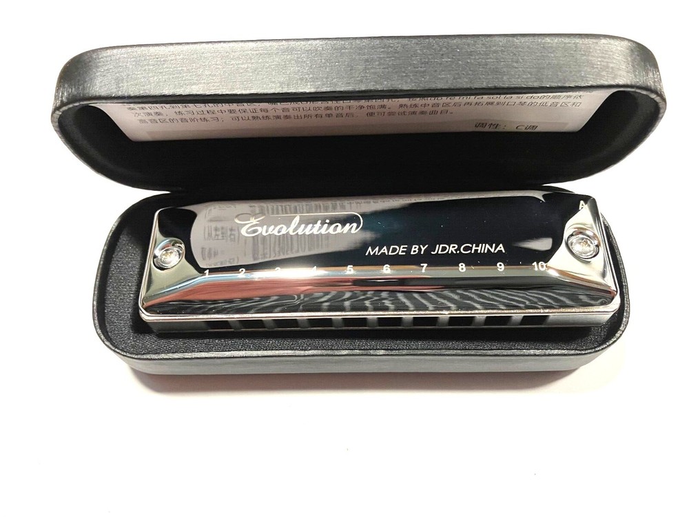 JDR Evalution 10 Hole Diatonic Harmonica Sleek Design-Aluminum Comb-Plays Great!