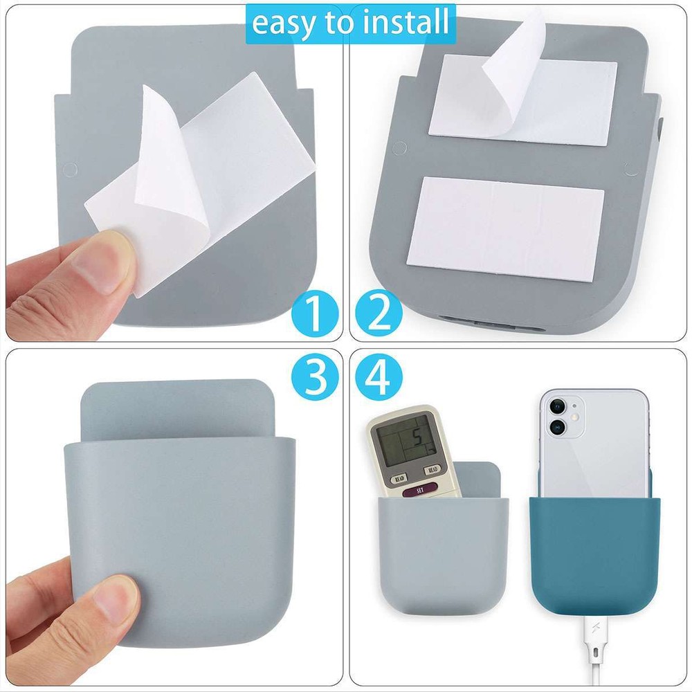 Remote Control Holder Phone Stand Wall Mounted Media Controller Organizer Box