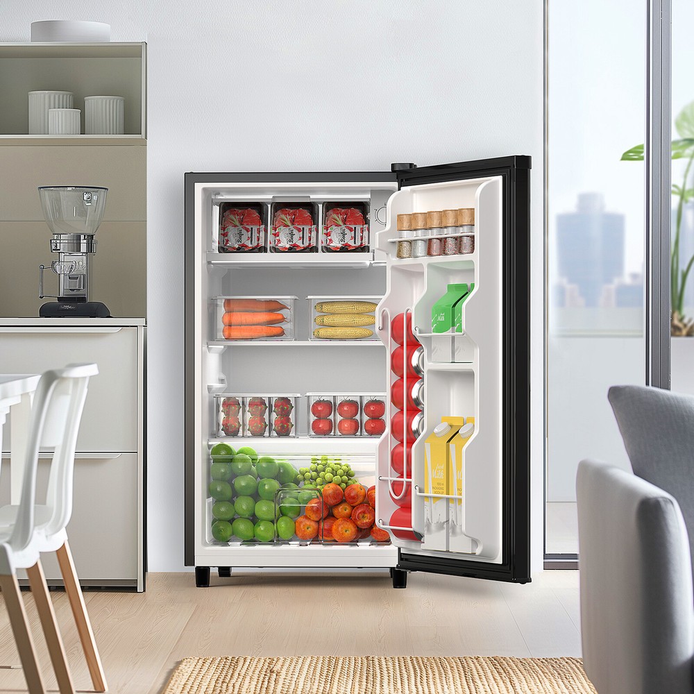 Quiet Mini Fridge with Freezer Compartment, Single Door Design