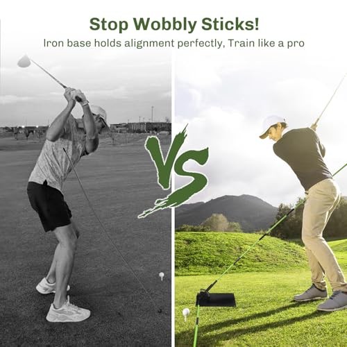 Upgraded Golf Alignment Stick Holder with Anti-Tip Base, Golf Swing Plane