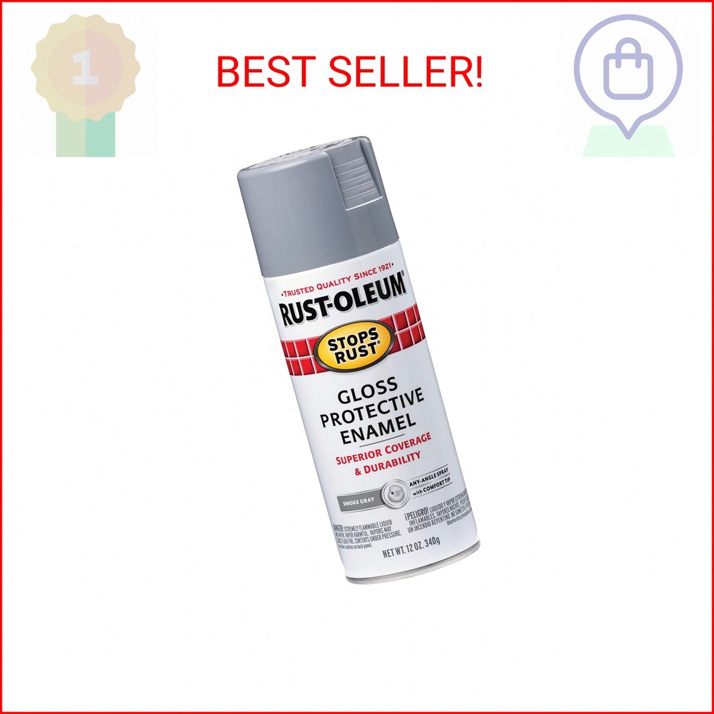 Rust-Oleum 7786830 Stops Rust Spray Paint, 12 oz, Gloss Smoke Gray