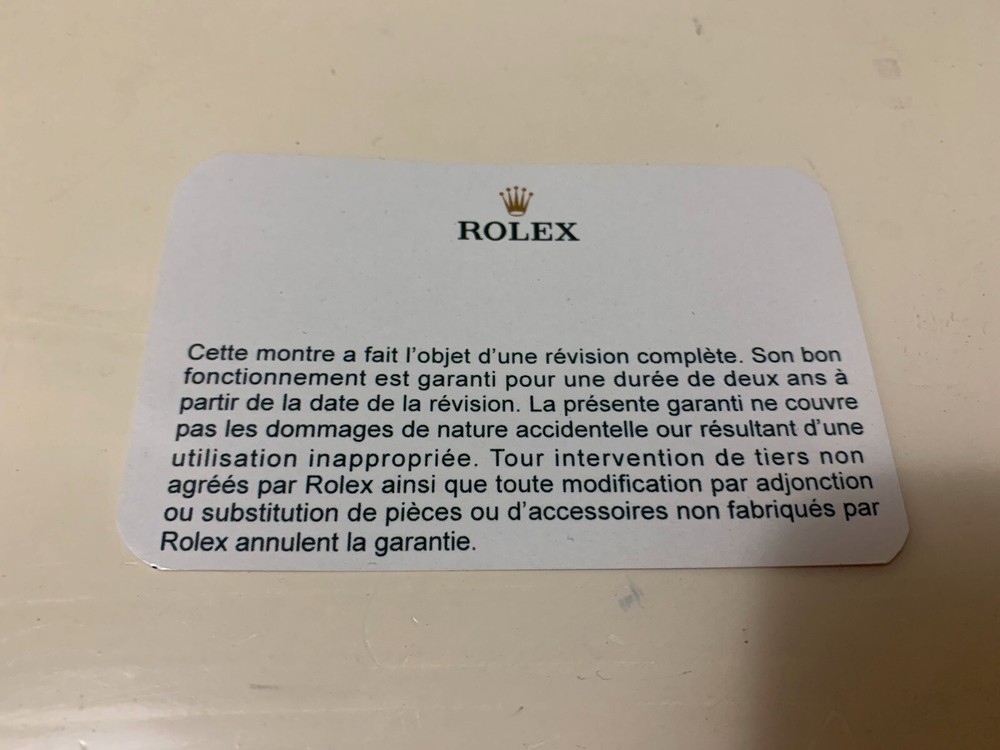Rolex Service In White French Language
