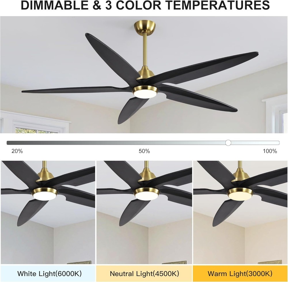 Modern Ceiling Fan with Remote, Lights & Quiet Reversible Blades