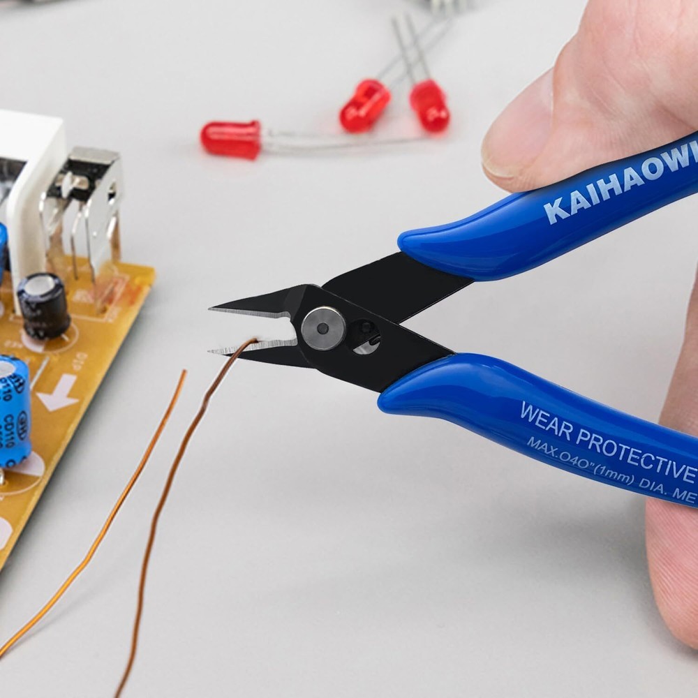 5 Pack Micro Wire Cutters with Spring, 5 Inch Precision Mini Flush Cutters Bulk