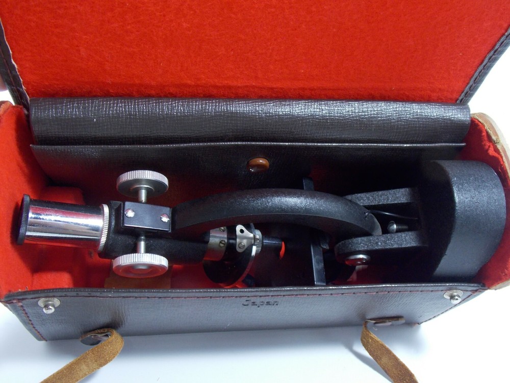 Vintage Sans & Streiffe No. 511 Lighted Microscope with Leather Case & Tools