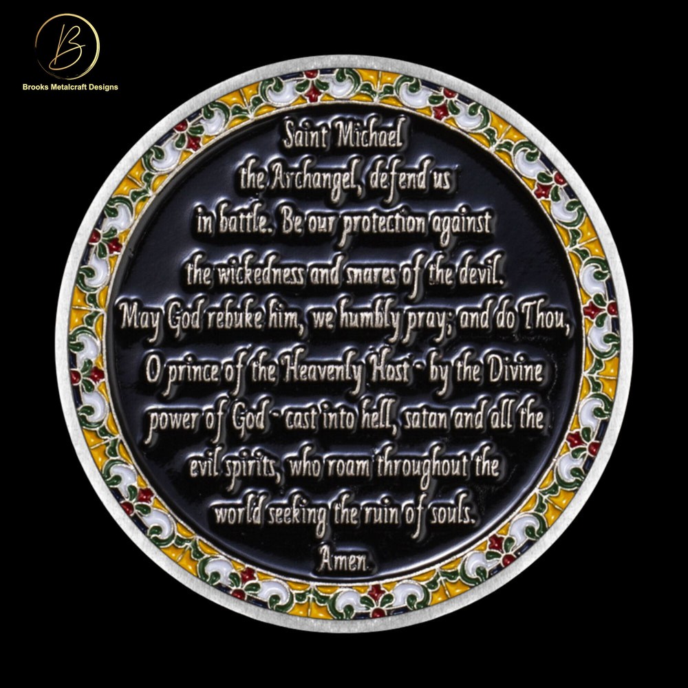 Christian St Michael Prayer Silver Challenge Coin