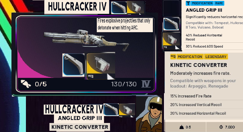 ARC RAIDERS -HULLCRACKER IV & KINETIC CONVERTER & ANGLED GRIP III - hull cracker