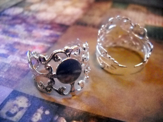 Blank Ring Settings Base Adjustable Rings Silver Filigree Band 5/10
