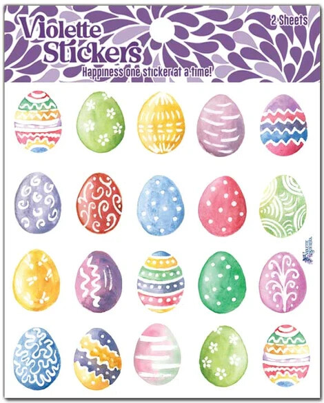 Violette Stickers 2 Sheets Pastel Easter Eggs Decorated Swirls Patterns