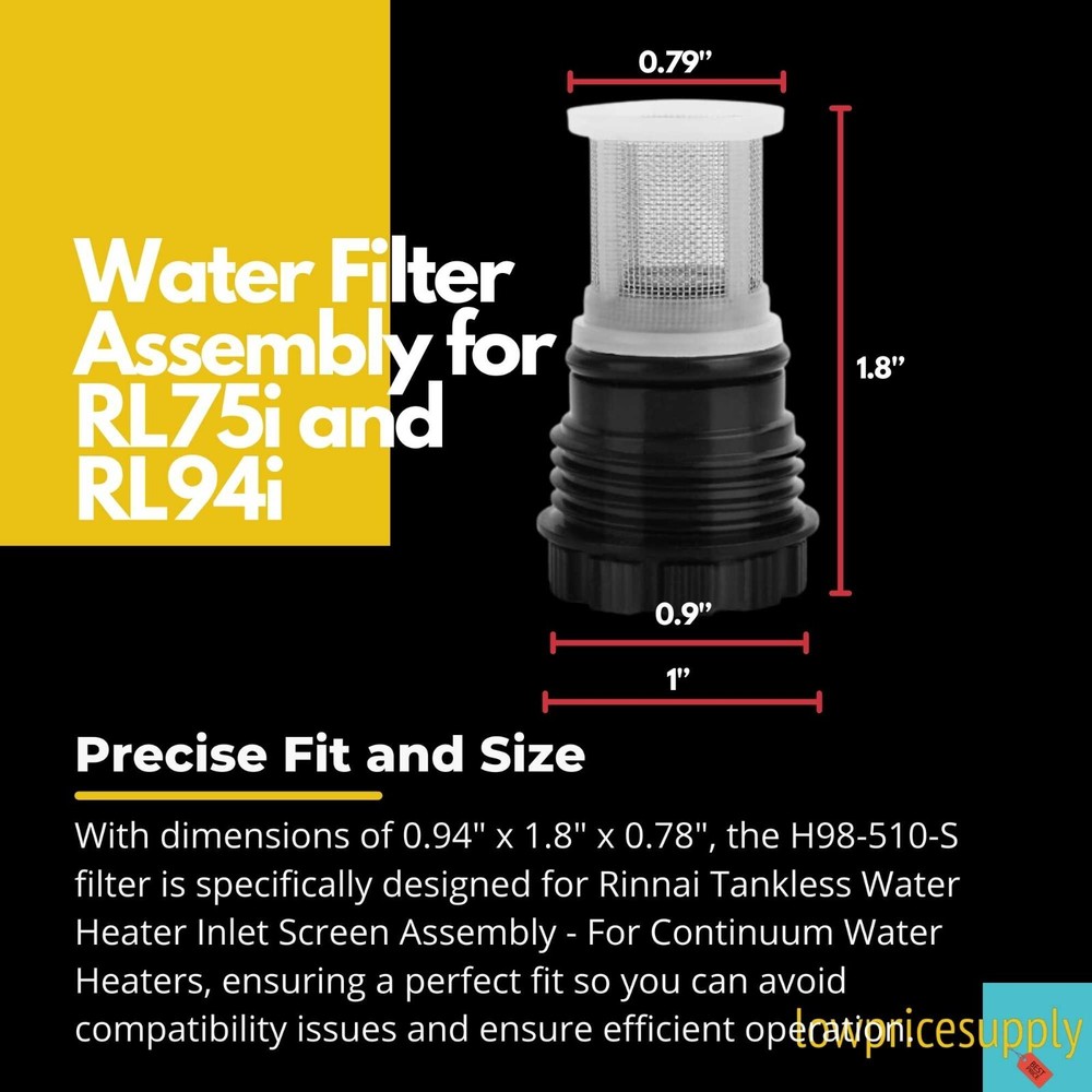 1PCS Rinnai Tankless Water Heater Filter Assembly 2526 / 2532 OEM H98510S