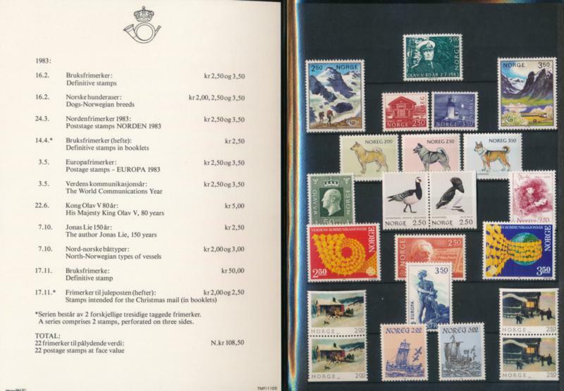 NORWAY 1983 OFFICIAL MINT STAMP YEAR PACK (YEARSET)