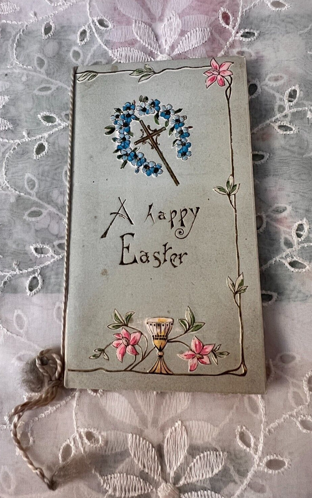 Antique Easter Card 1900s Used Tassel