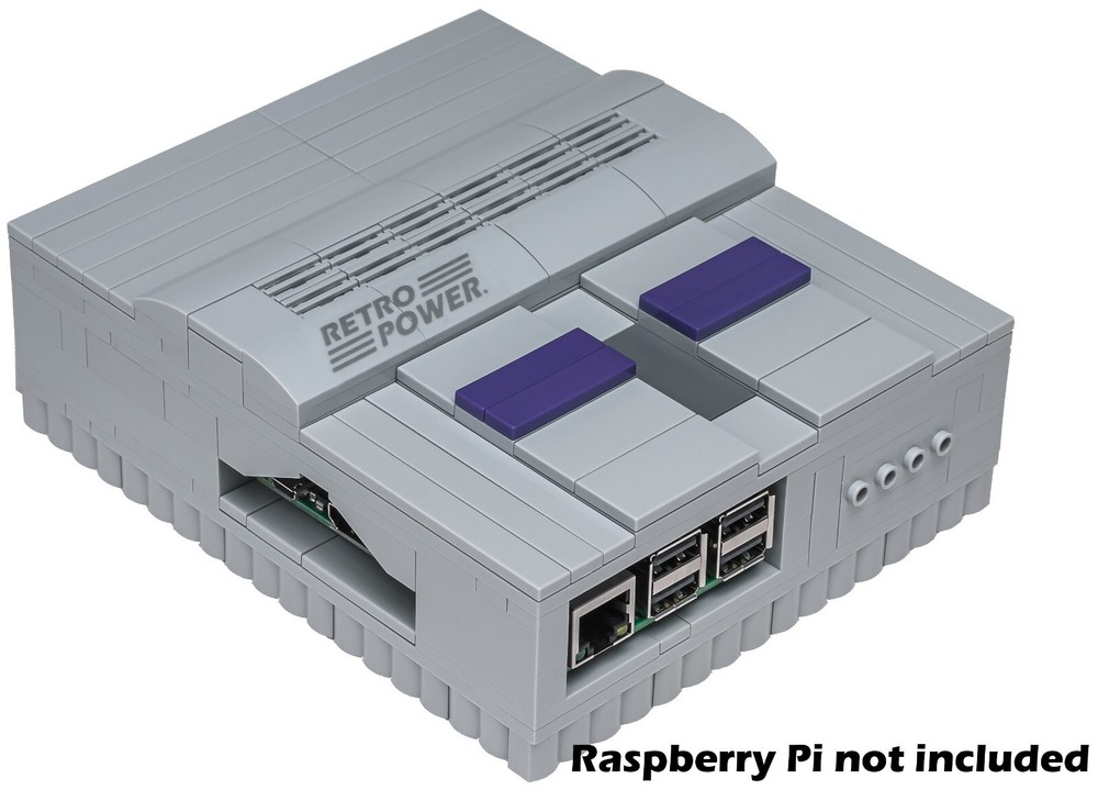 SNES Lego-Compatible Raspberry Pi 4B, 3B, 3B+, 2B Case (209 Bricks)