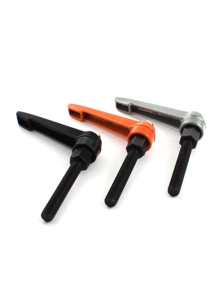 M8 Thread Clamping Lever Adjustable Handle Knob Orange Black Silver Tone x 3
