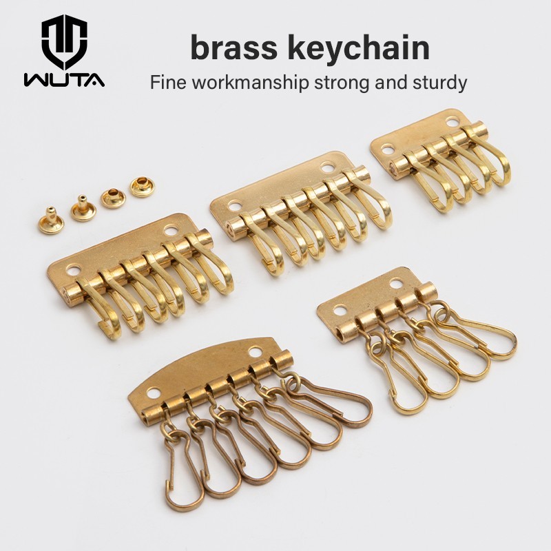 WUTA Solid Brass Wallet Key Row 4/6 Hooks Metal Key Holders Hardware Rivet Hook