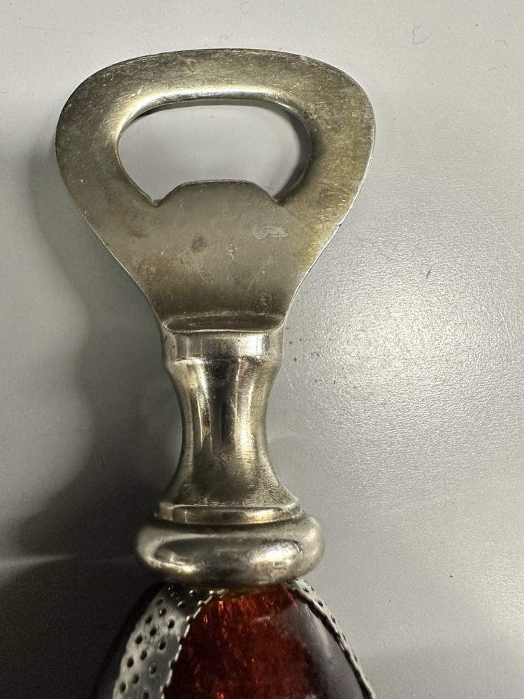 Vintage Glass Handle Bottle Opener Amber Ruby Barware Mid Century