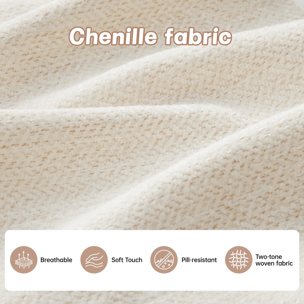 Three-Seate Modular Sectional Couch,Soft Chenille Fabric High-Density Foam,Tufte