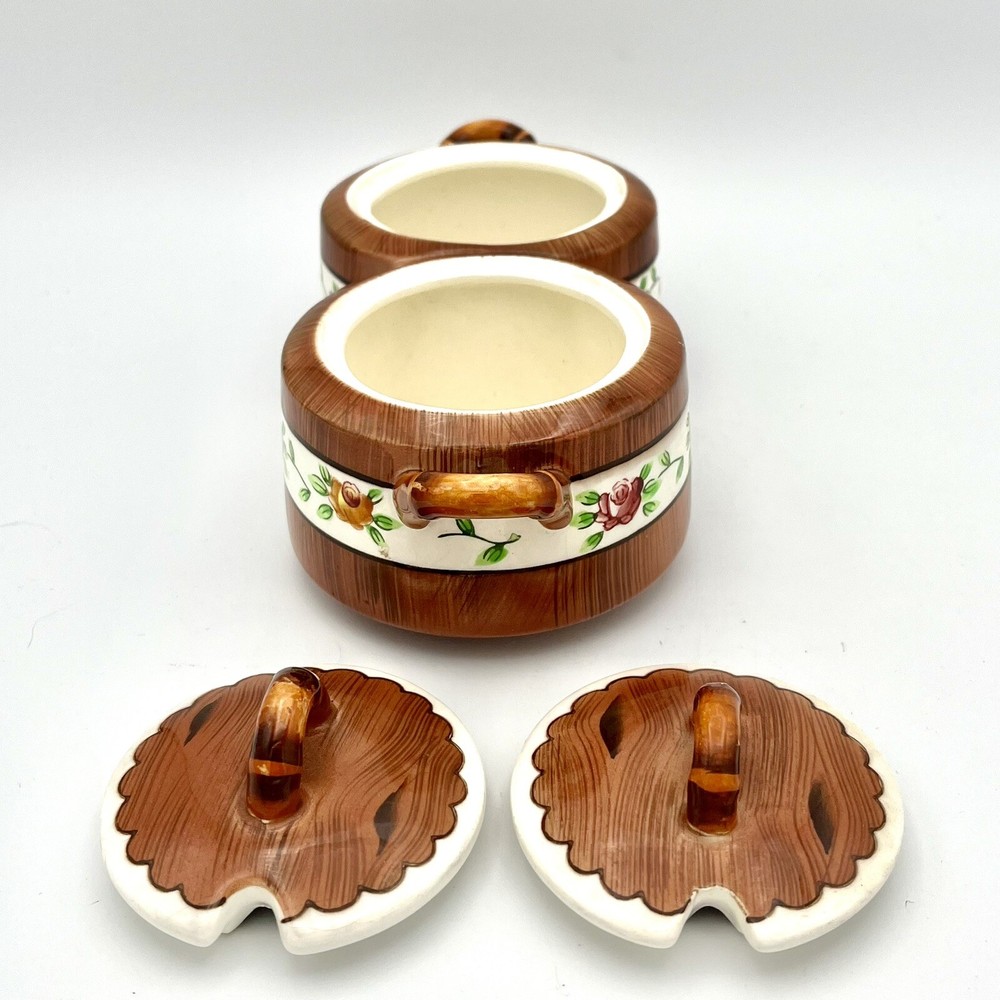 Vntg Orchard Ware Lidded Condiment Caddy/Server Hand Painted