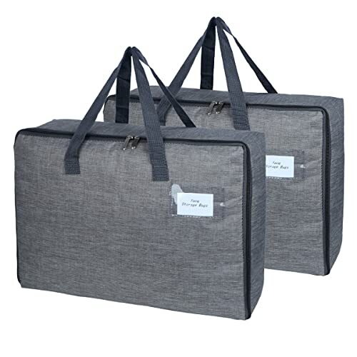 2 Pack Large Moisture-Proof Storage Gray Linen looking water-resistant bag