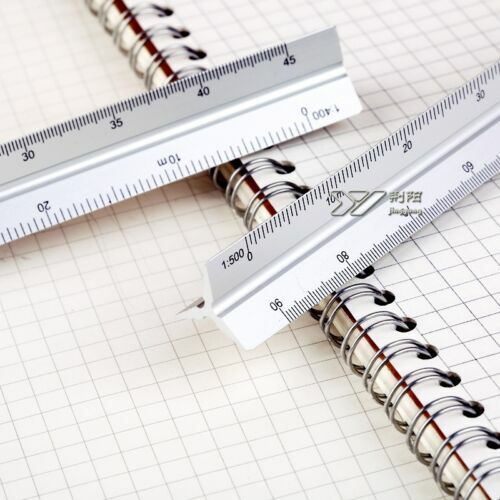 15cm Triangular Scale Ruler Aluminium Metal Architects Engineers Ruler 1:100-600