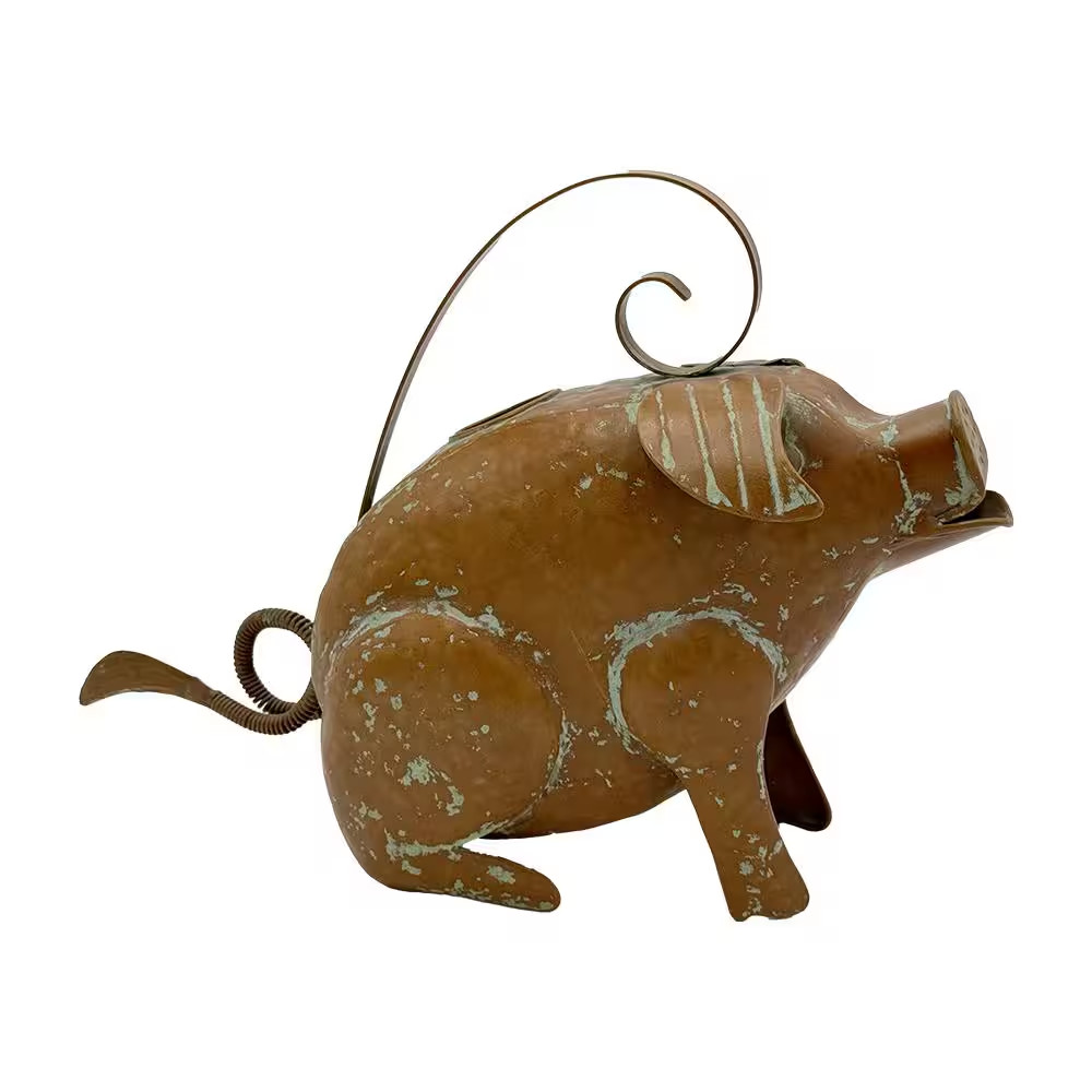 56 Oz. Rustic Pig Metal Watering Can