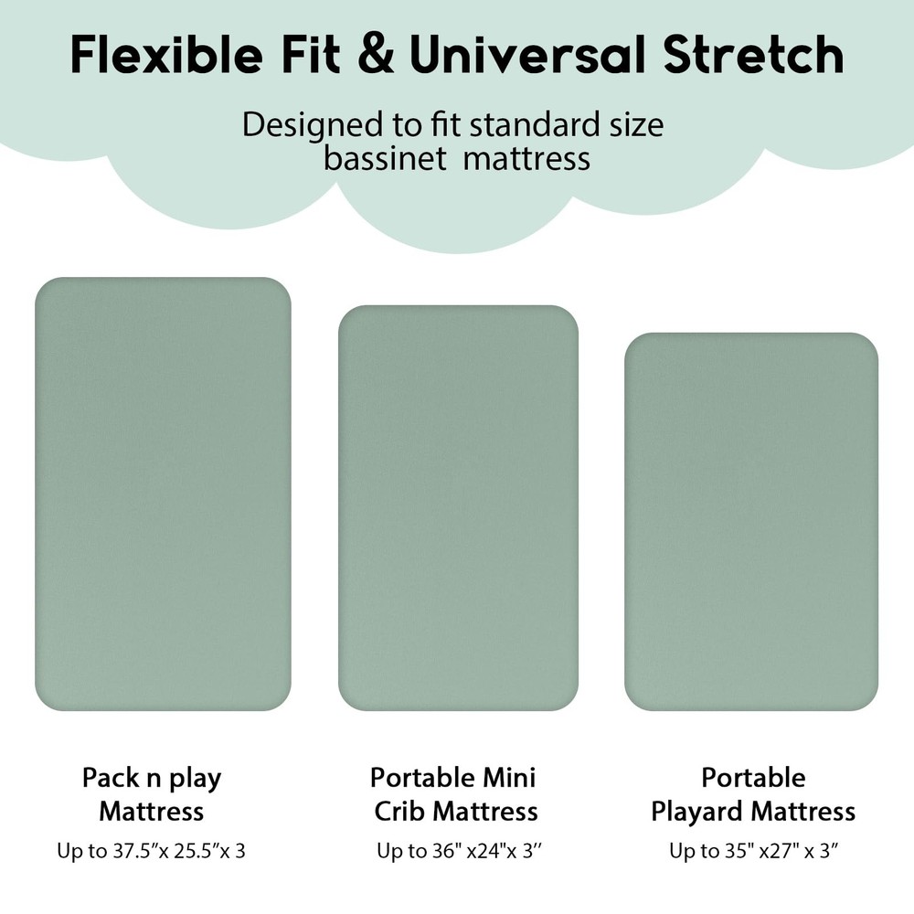Yoofoss Pack and Play Sheets Fitted, Mini N Sheets, Green + Giraffe